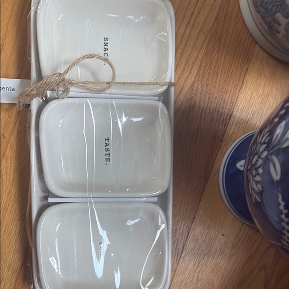 Rae Dunn White Snack Serving Dishes for Modern Kitchens NWT - Picture 1 of 6